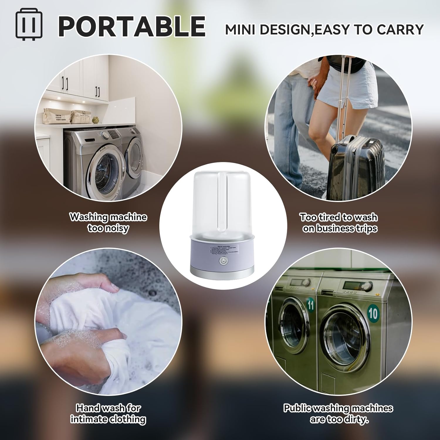 Portable washing machine,Mini Washer,.Deep cleaning of underwear, baby clothes and other small clothes.Suitable for apartments, dormitories, hotels.