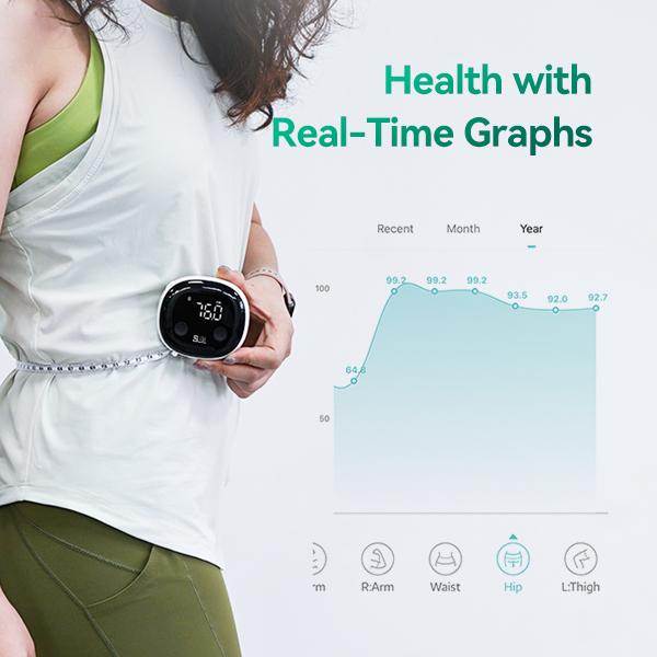 Fitdays Smart Tape Measure with Bluetooth App, Automatic Retractable Tape Measure for Waist, Hips, Bust, Arms, Muscle Gain, 60 Inch / 150 cm