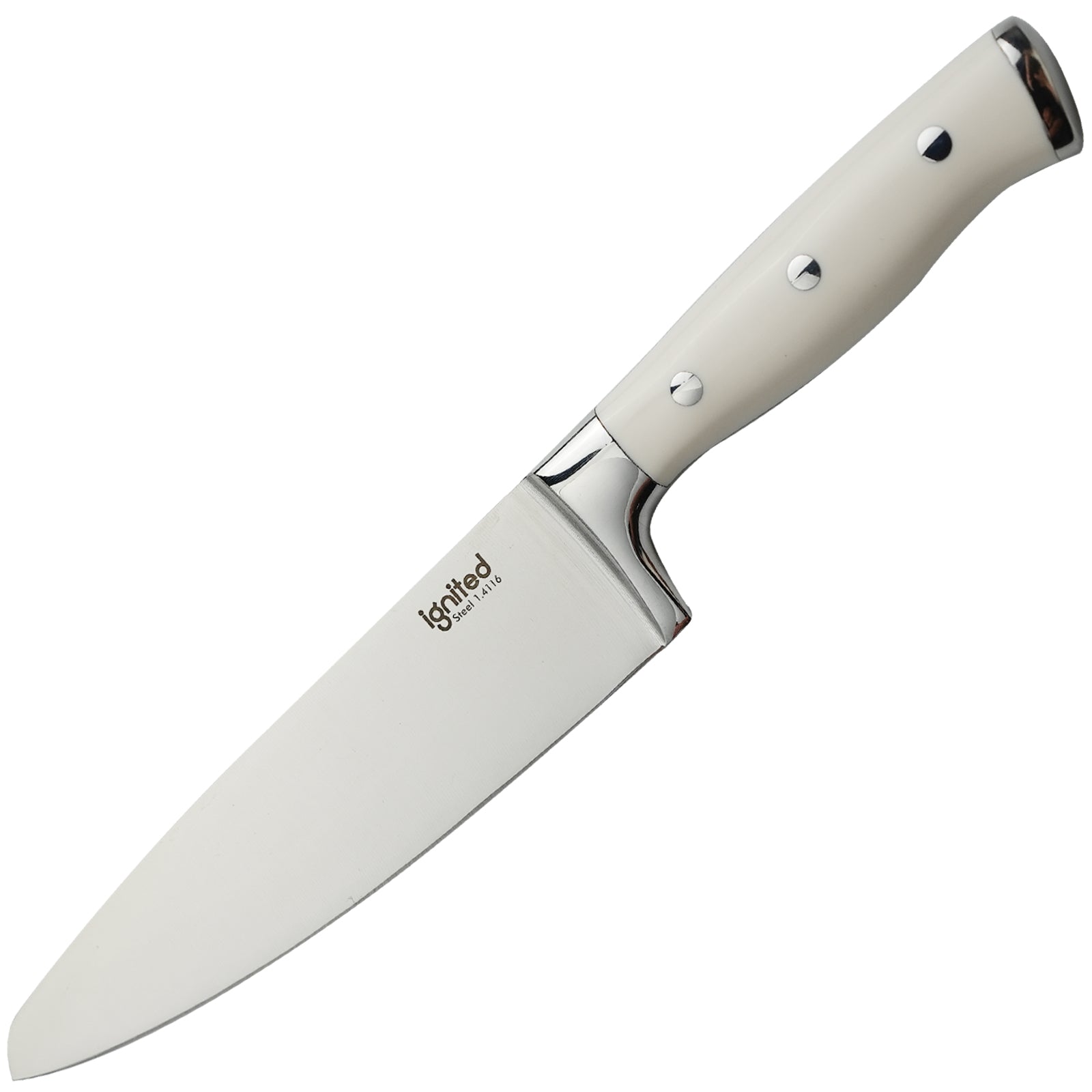 IGNITED CUTLERY Milky White Chef Knife – Versatile Sharp Kitchen Knife for Everyday Meat & Vegetable Prep