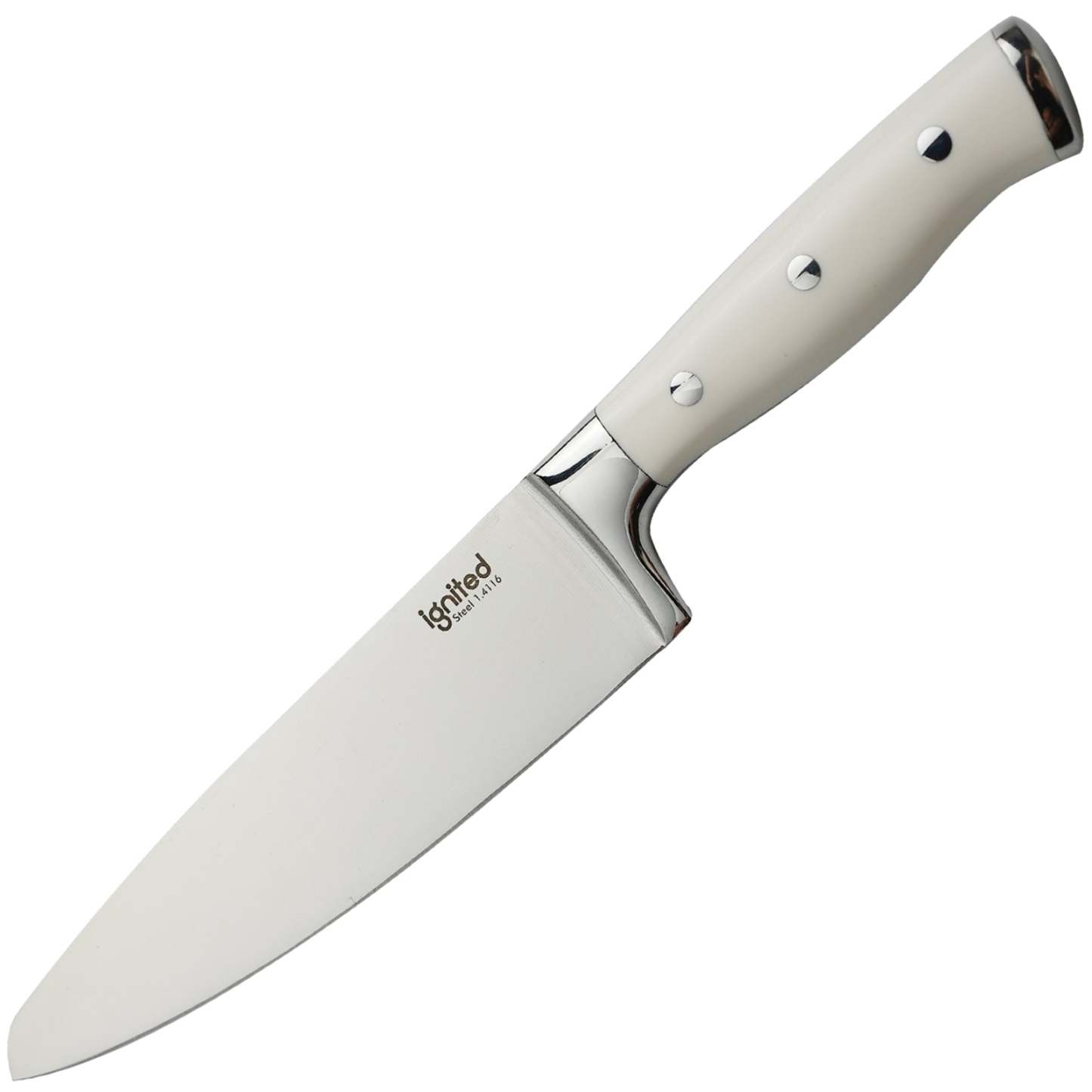 IGNITED CUTLERY Milky White Chef Knife – Versatile Sharp Kitchen Knife for Everyday Meat & Vegetable Prep