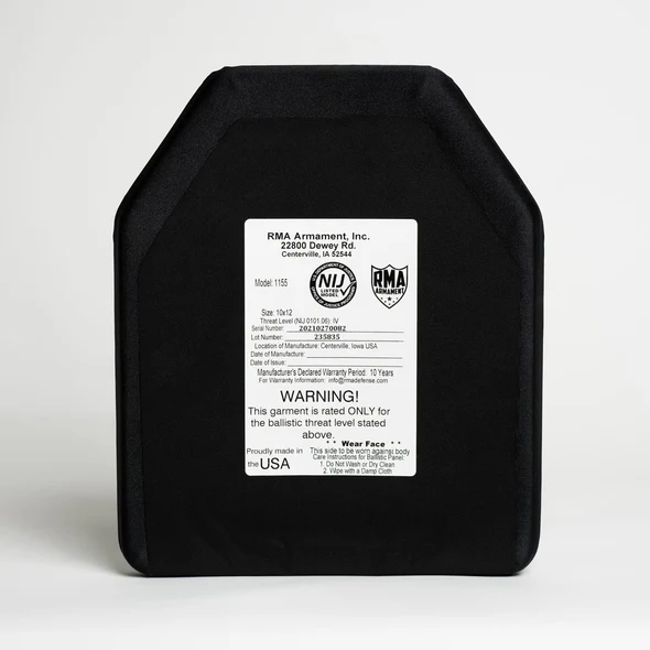 RMA Defense NIJ .06 Certified Body Armor Level 4 Plates Set (Model #1155)