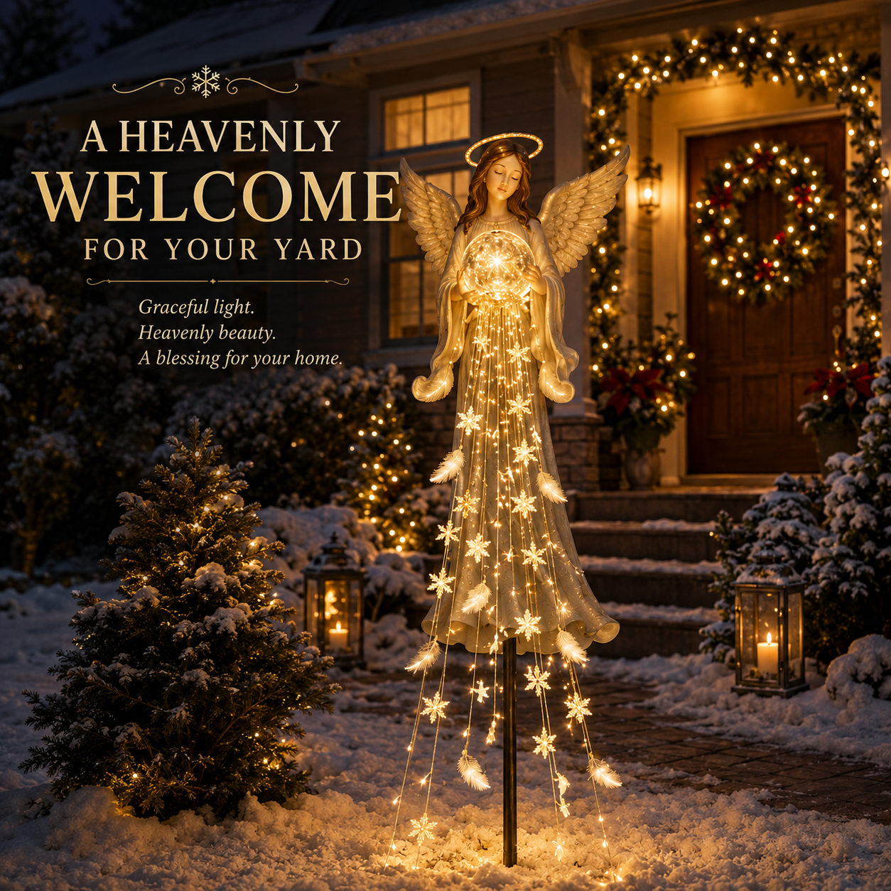 Angel Blessing Fountain Christmas front yard