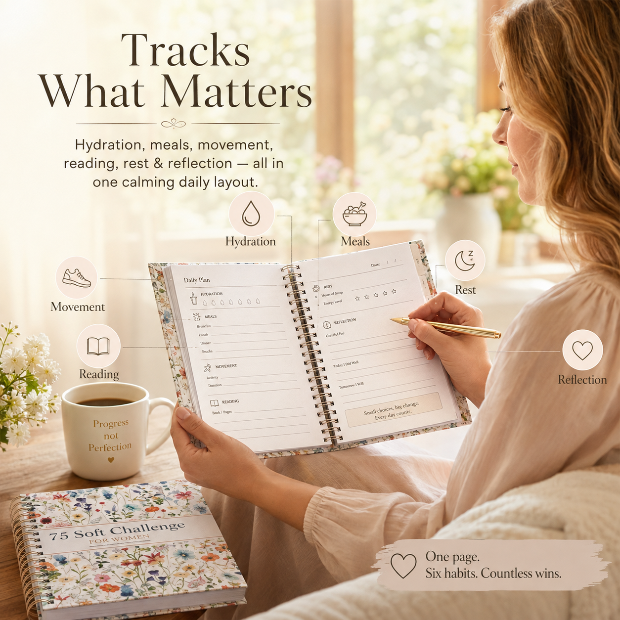 Daily habit tracking layout closeup