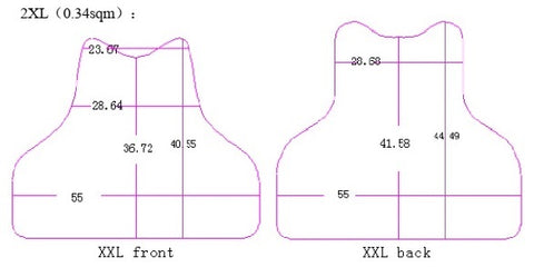 2XL size bulletproof vest sizing guide
