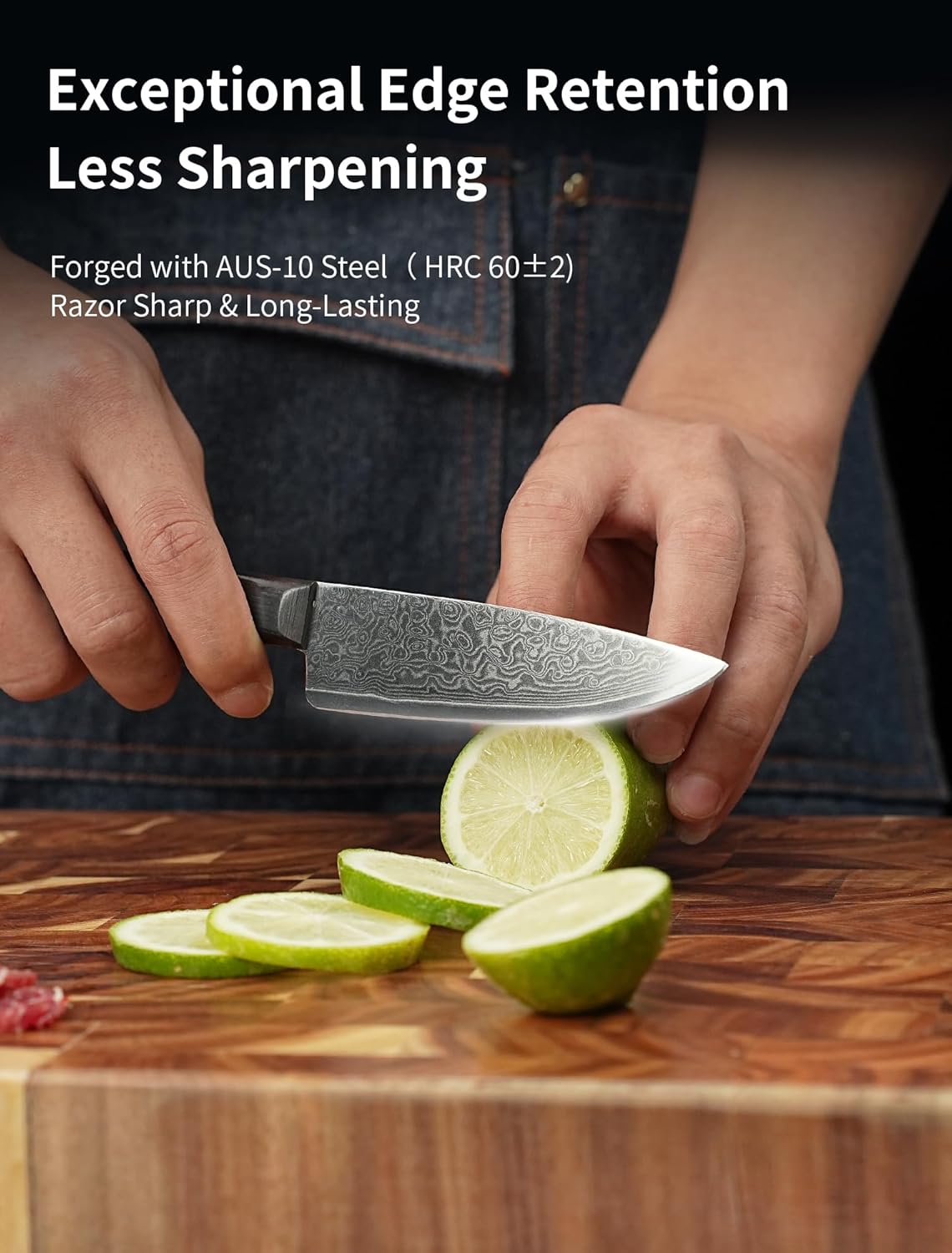 IGNITED CUTLERY Zodiac Series LM-Taurus Mini Damascus Utility Knife – Ebony Handle, 15° Edge, Perfect for Fruit, Steak & Outdoor Picnics