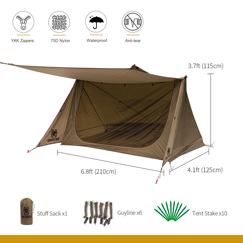 OneTigris BACKWOODS BUNGALOW UL Super Shelter 2.0 size chart