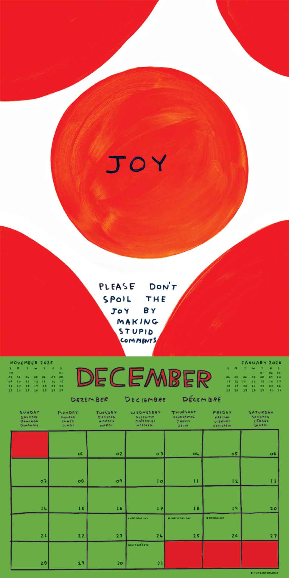 David Shrigley x Brainbox Candy - David Shrigley 2025 Calendar