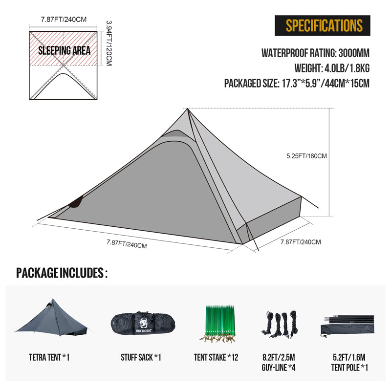 OneTigris TETRA Ultralight Tent 2 Person