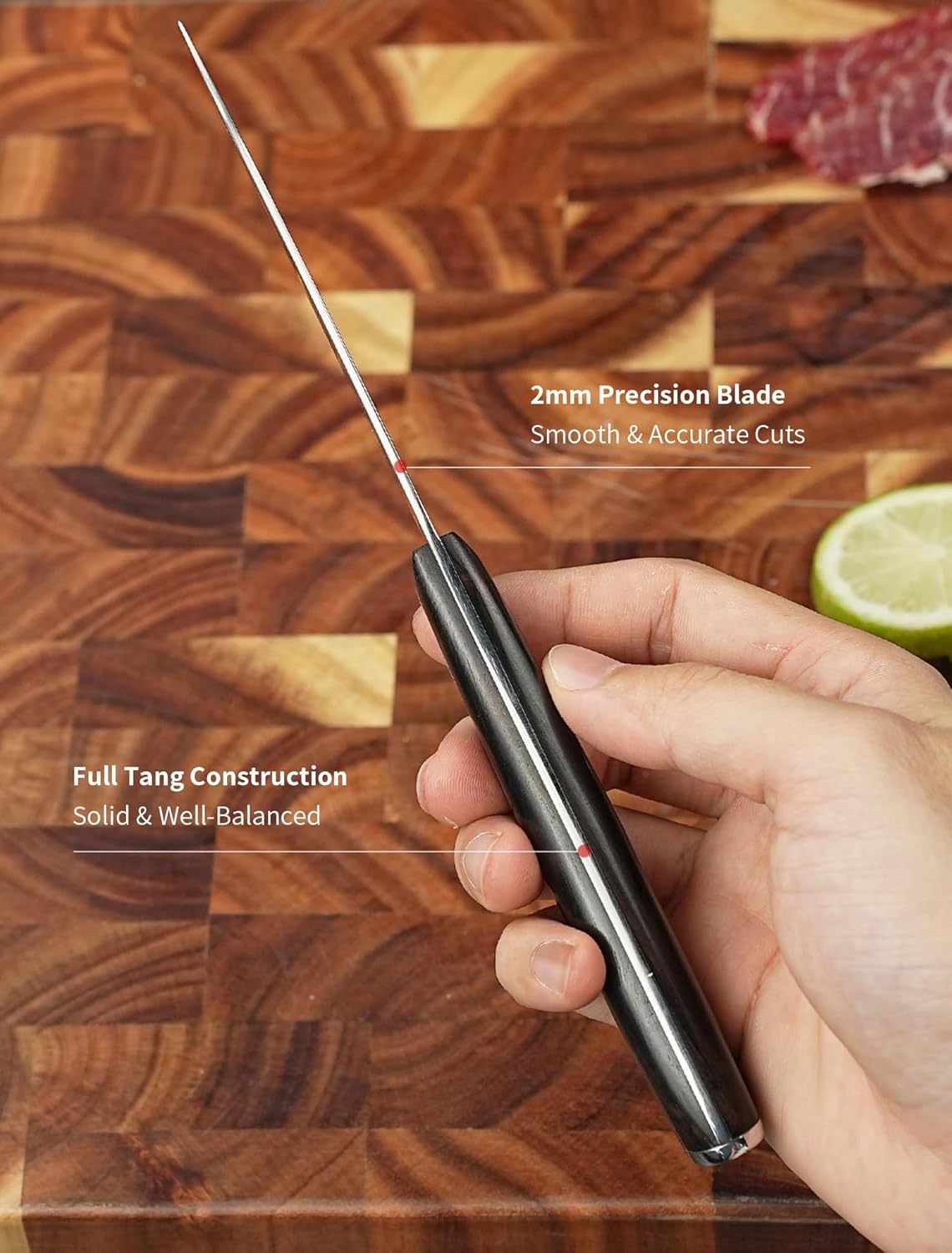 IGNITED CUTLERY Zodiac Series LM-Taurus Mini Damascus Utility Knife – Ebony Handle, 15° Edge, Perfect for Fruit, Steak & Outdoor Picnics