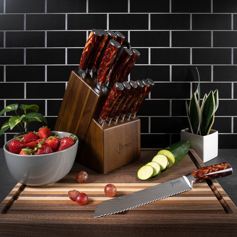 Crimson Red 16-Piece Knife Block Set Product Image 1