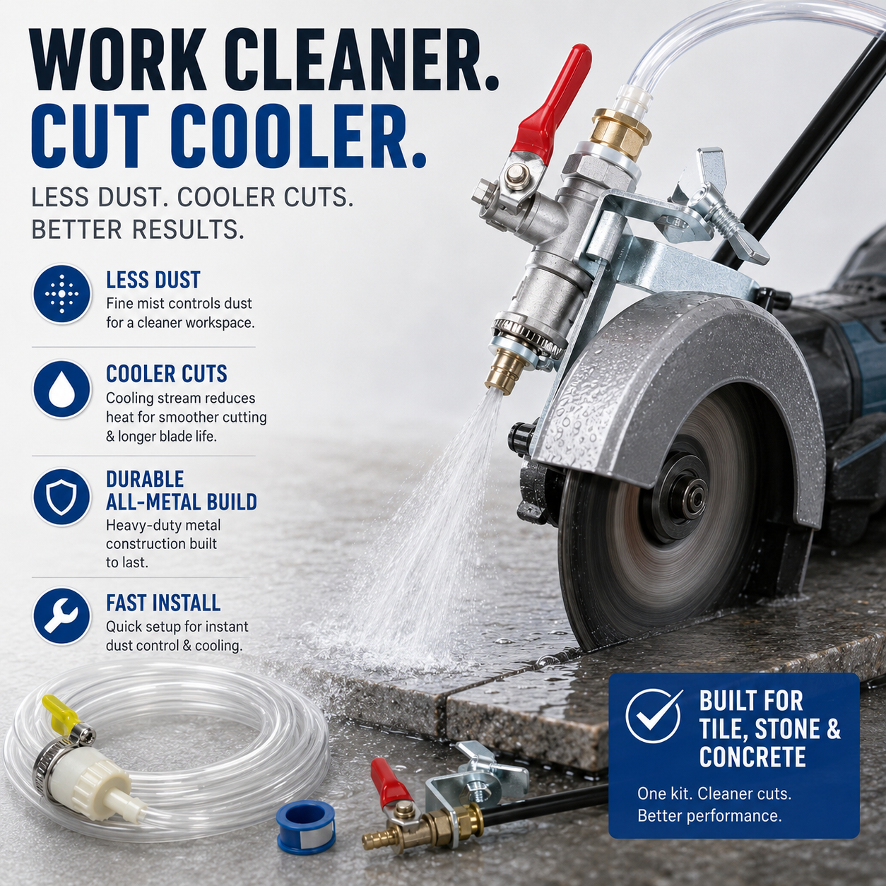 Angle grinder water sprayer application