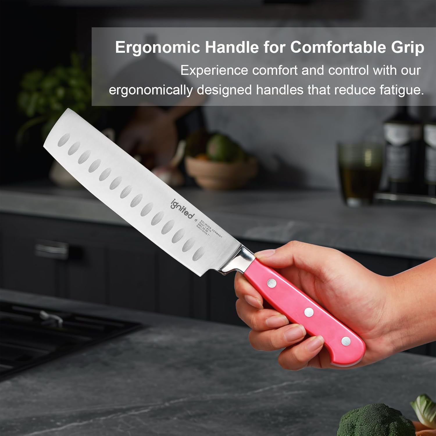 IGNITED CUTLERY 6.7" Nakiri Knife – German 1.4116 Steel, Ergonomic Dopamine-Colored ABS Handle, Lightweight & Versatile for Home Use