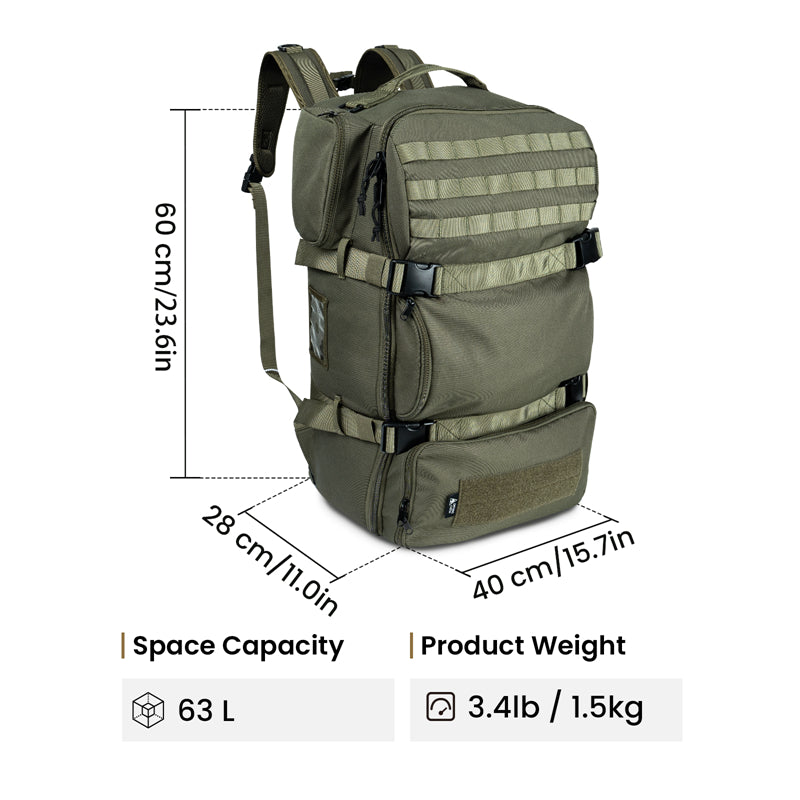 size of BIG BEAR 63L Bushcraft Pack