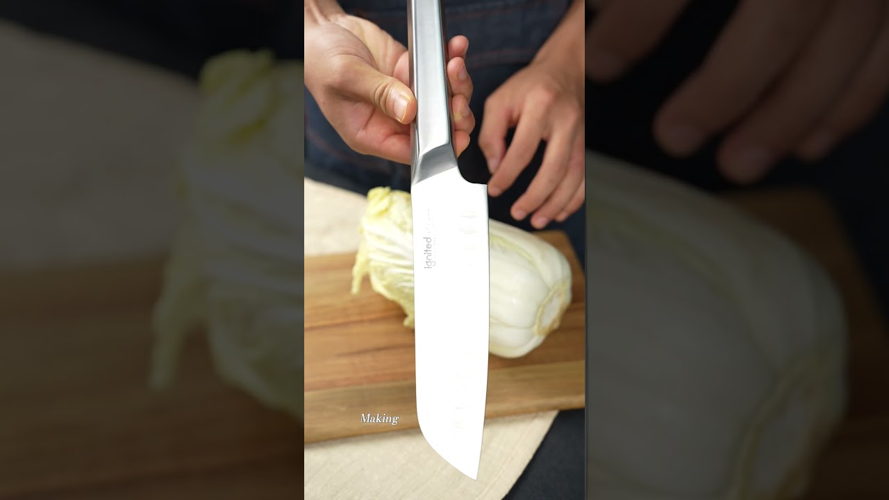 IGNITED CUTLERY 7" Full Steel Santoku Knife – German 1.4116 Steel, One-Piece Forged, Hollow Edge Blade, Anti-Slip Angular Handle, Ergonomic Design