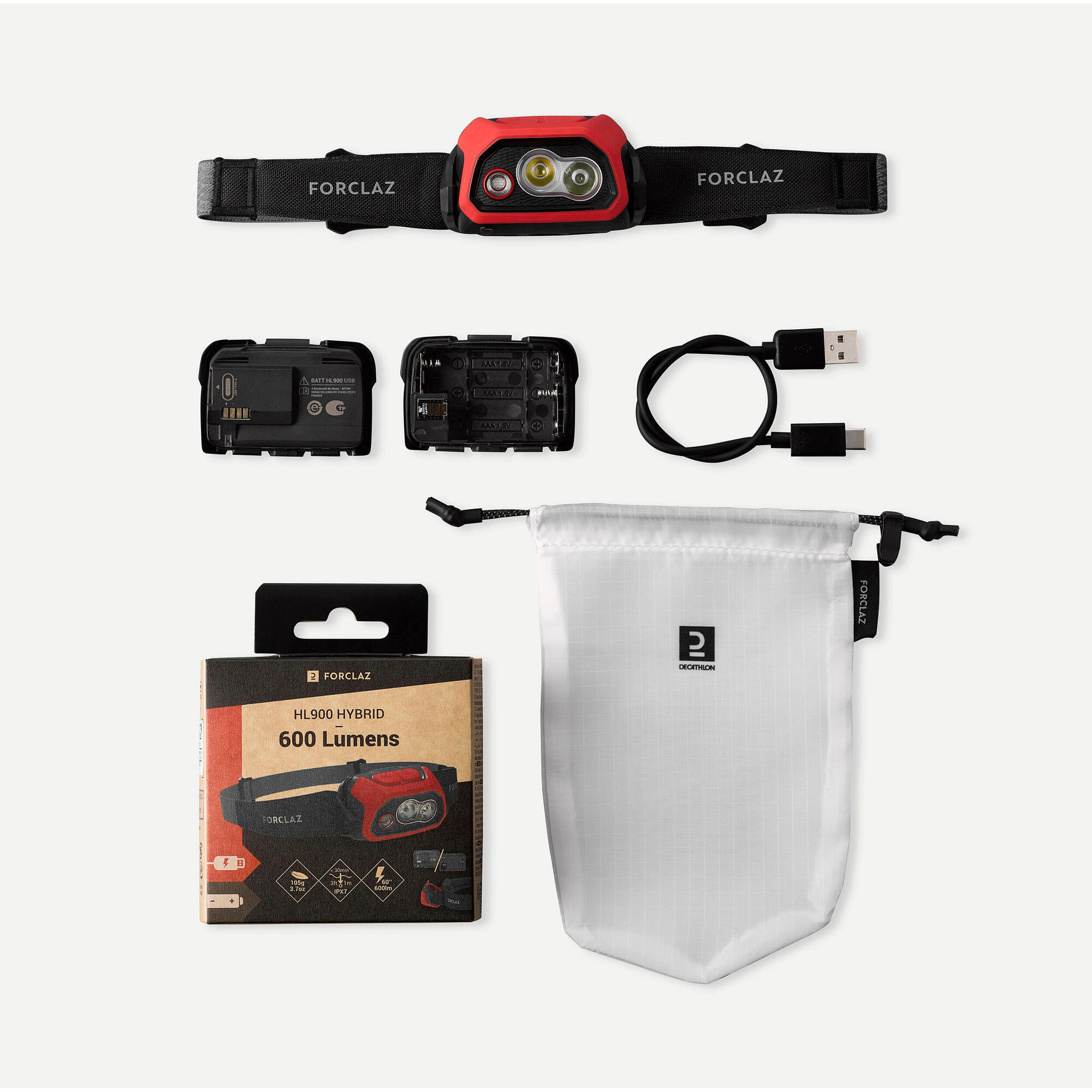 Ballistic Shield Defense HL900 USB V3 600 Lumen Rechargeable Head Torch