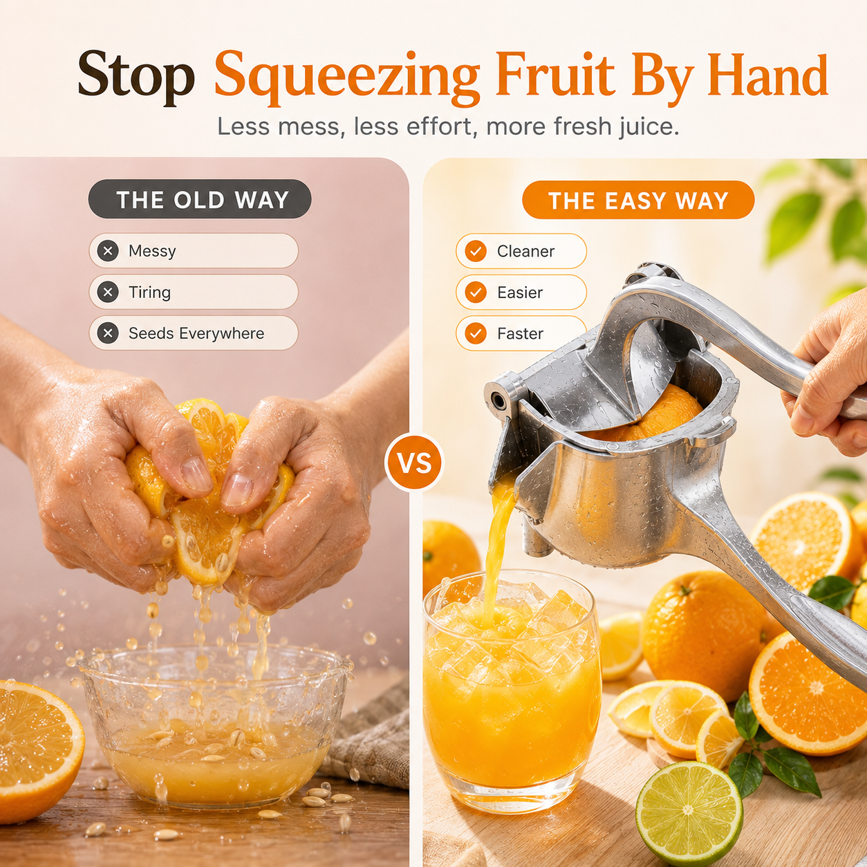 Easy manual fruit pressing