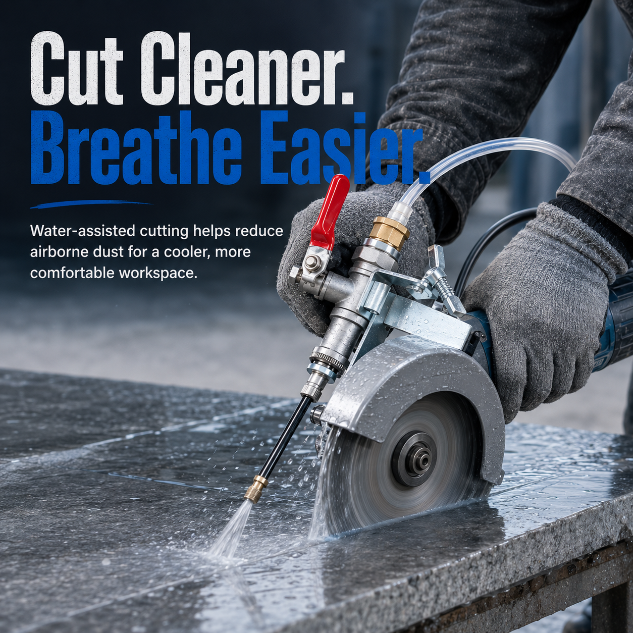 Water sprayer mounted to grinder guard