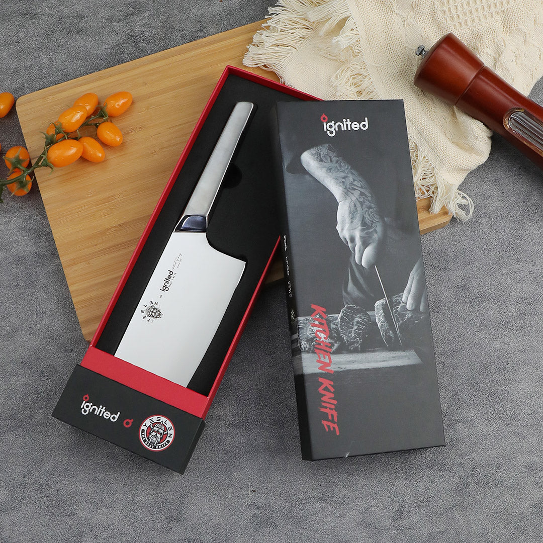 IGNITED CUTLERY Mirror-Finish Stainless Steel Slicing Knife – German 1.4116 Steel, One-Piece Dishwasher-Safe Design