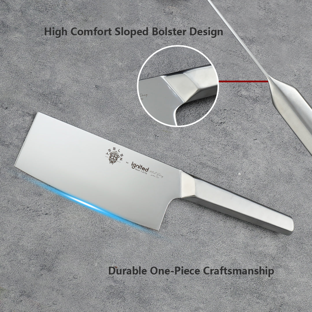 IGNITED CUTLERY Mirror-Finish Stainless Steel Slicing Knife – German 1.4116 Steel, One-Piece Dishwasher-Safe Design