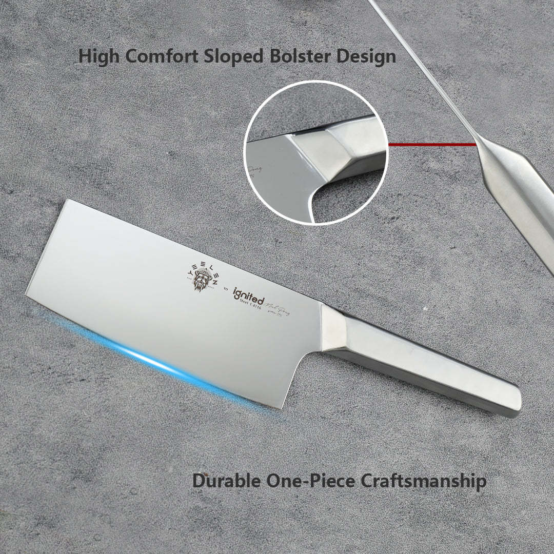 IGNITED CUTLERY Mirror-Finish Stainless Steel Slicing Knife – German 1.4116 Steel, One-Piece Dishwasher-Safe Design