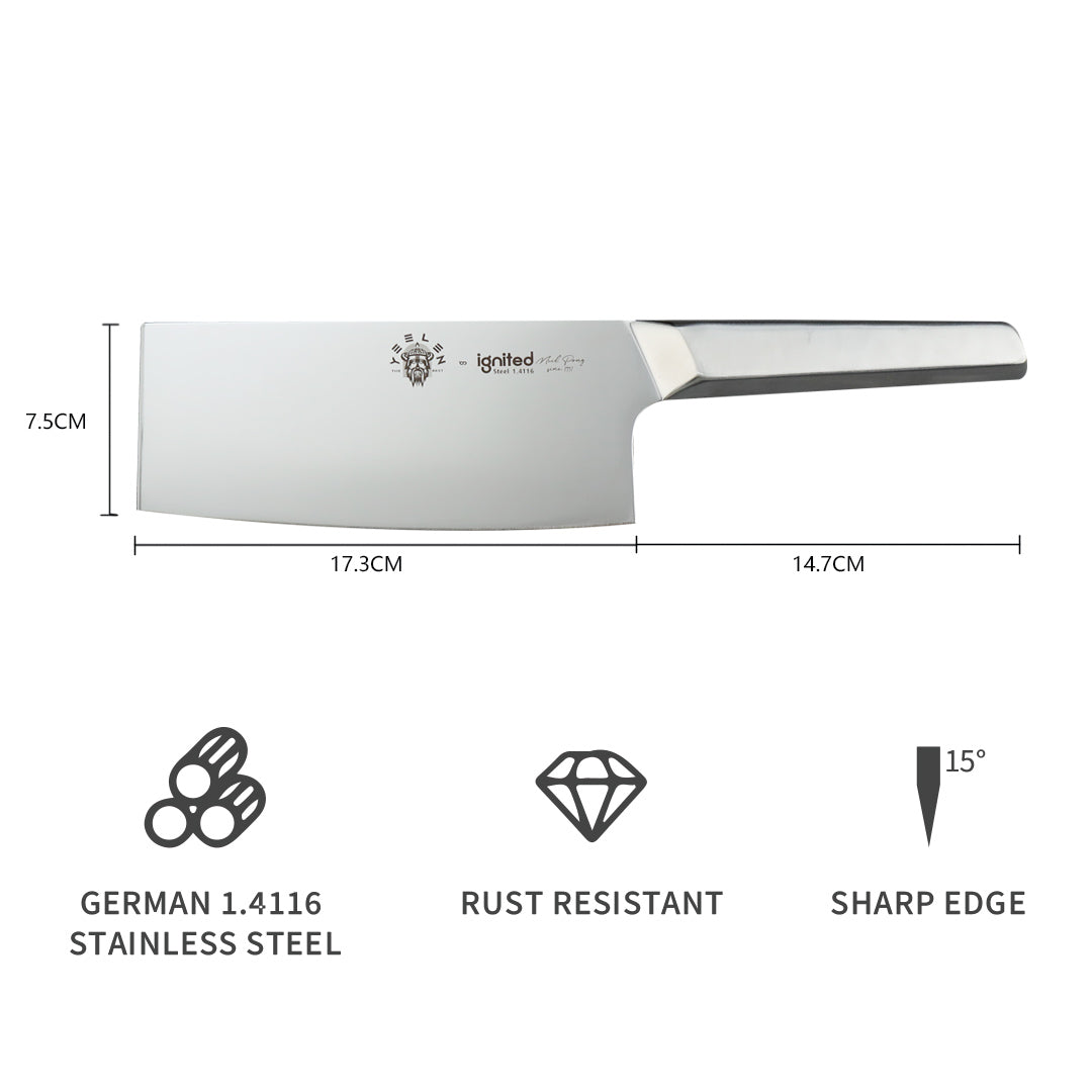 IGNITED CUTLERY Mirror-Finish Stainless Steel Slicing Knife – German 1.4116 Steel, One-Piece Dishwasher-Safe Design