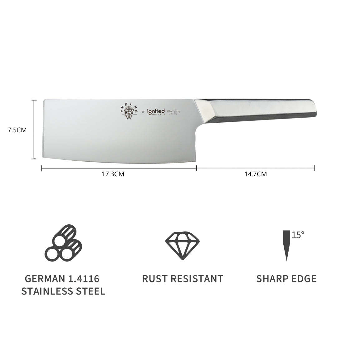 IGNITED CUTLERY Mirror-Finish Stainless Steel Slicing Knife – German 1.4116 Steel, One-Piece Dishwasher-Safe Design