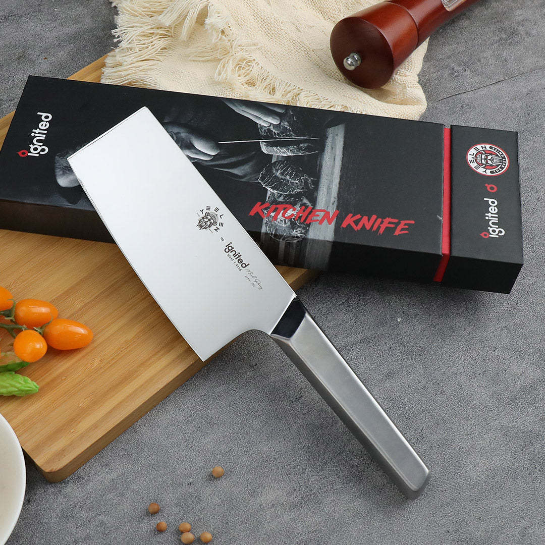 IGNITED CUTLERY Mirror-Finish Stainless Steel Slicing Knife – German 1.4116 Steel, One-Piece Dishwasher-Safe Design