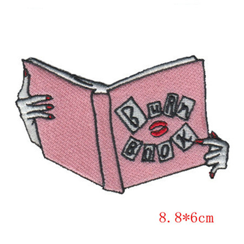 Books 8.8x6cm embroidery patch heat cut iron-on backing Customized design is welcome for us