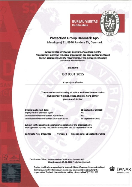 ISO 9001:2015 certification of Protection Group Denmark