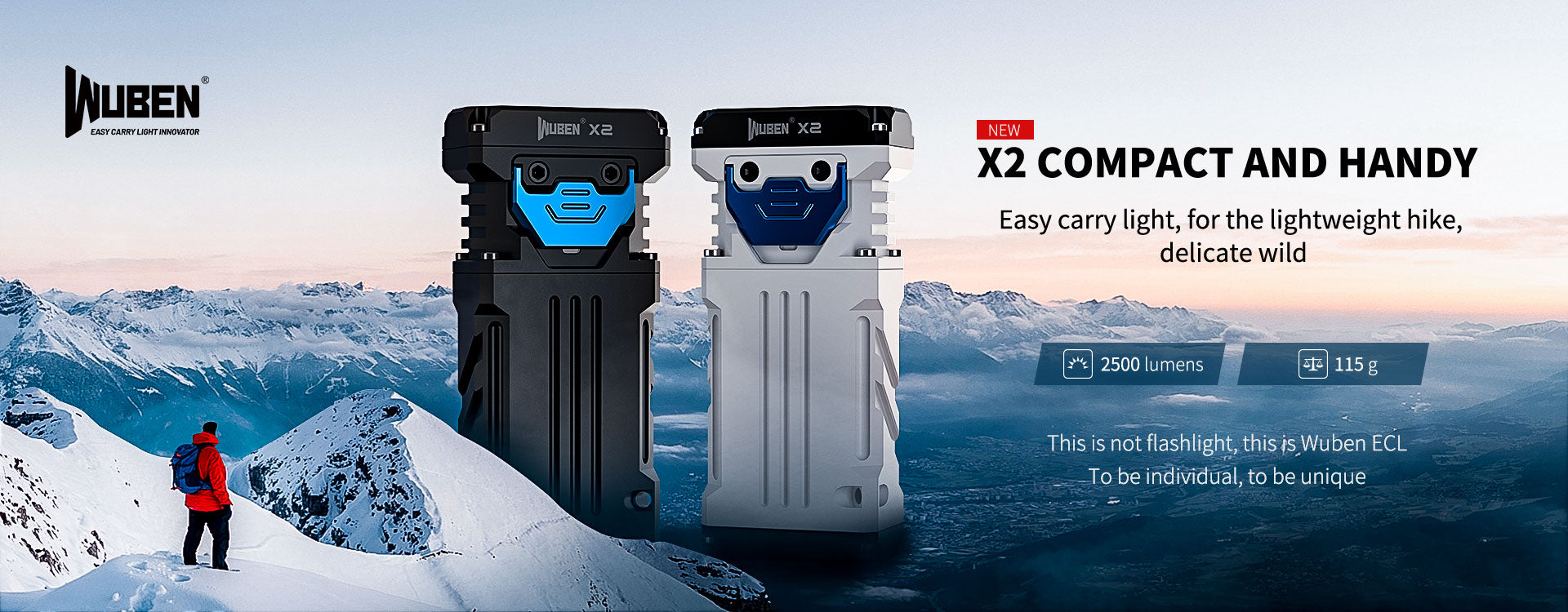 WUBEN Lightok X2 COMPACT AND HANDY with lumens 2500 ECL