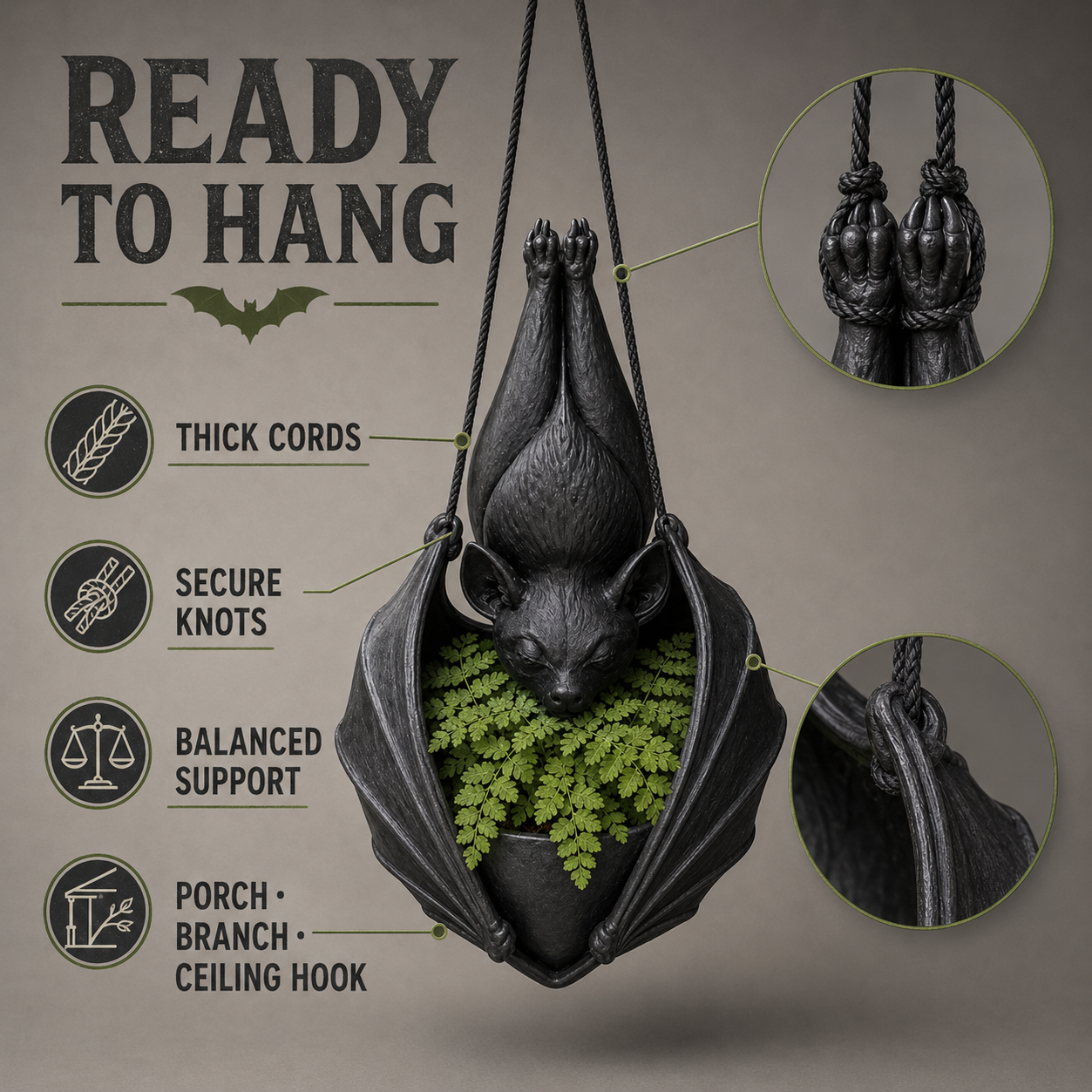 Hanging Bat Planter Installation