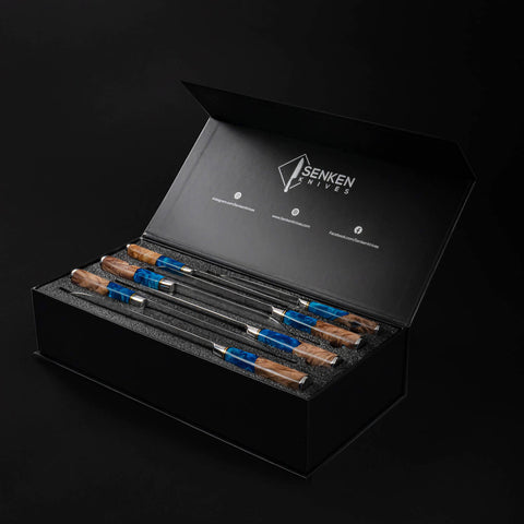 Tsunami Japanese Damascus Knife Collection Blue Resin Wood Handle 67-Layer Product Image 5