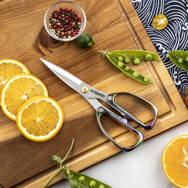 Awabi shears on a cutting board with ingredients