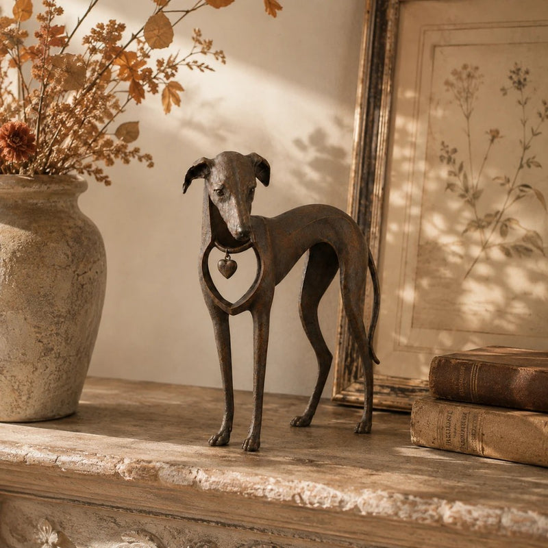 Heritage Heart Sighthound iron sculpture alternate view