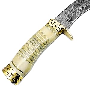 Camel Bone 13" Fixed Blade Custom Handmade Damascus Steel Kukri Hunting Knife