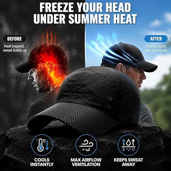 Breathable mesh panels on outdoor sports hat