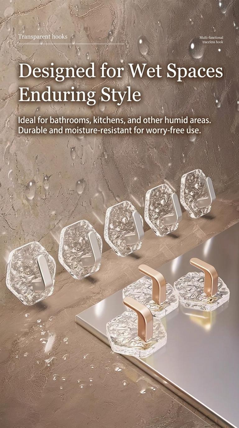 Self-Adhesive Hooks 10/20 Pack Hexagonal Ripple Design Heavy Duty Sticky Hooks Waterproof Rustproof for Bathroom Kitchen Keys Towels Coats Household Storage Organiser Easy Installation