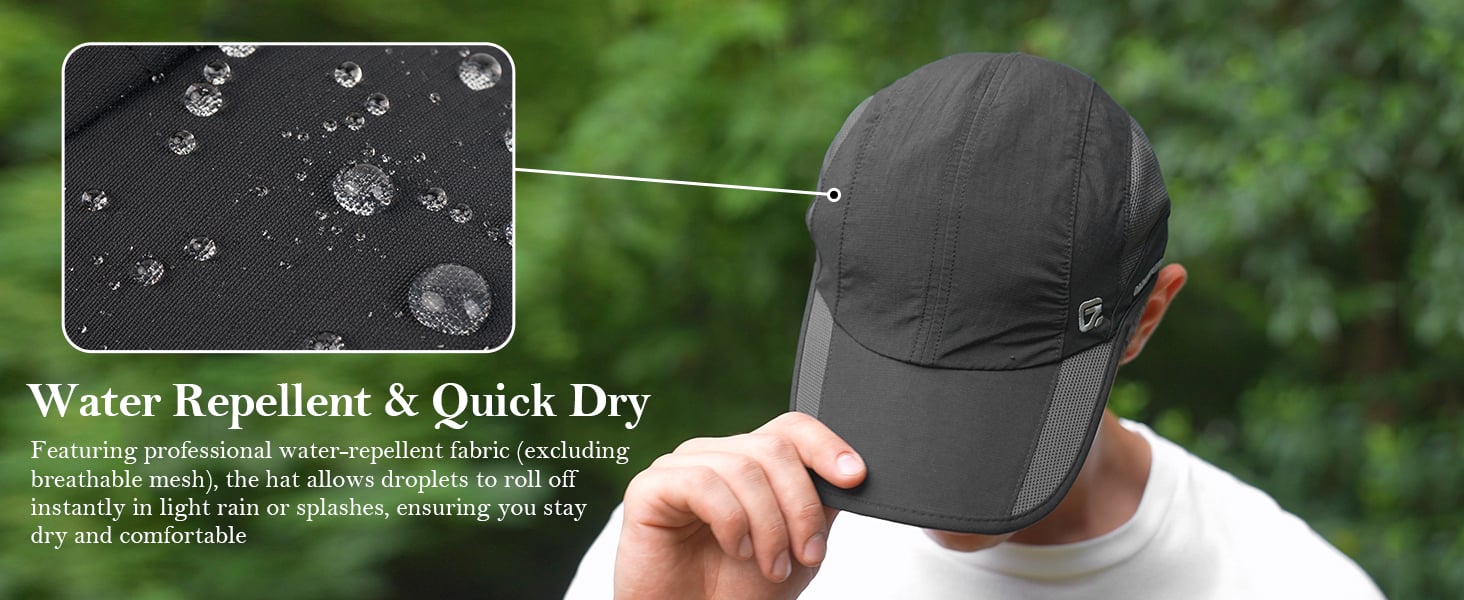 Water repellent quick drying outdoor sports cap