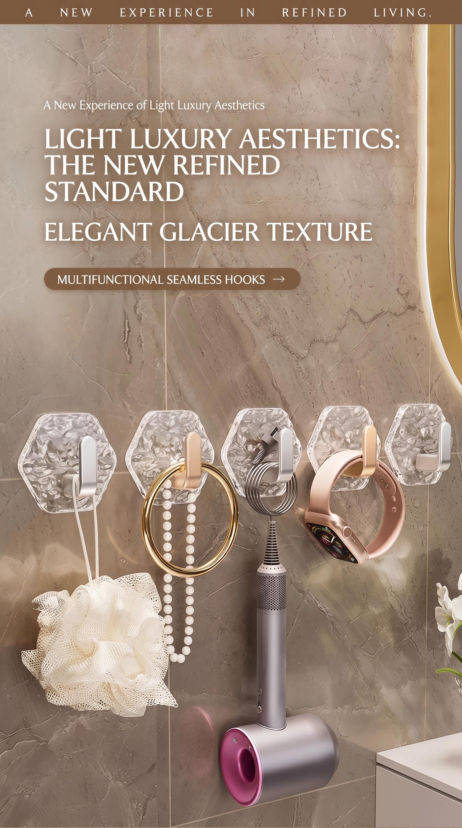 Self-Adhesive Hooks 10/20 Pack Hexagonal Ripple Design Heavy Duty Sticky Hooks Waterproof Rustproof for Bathroom Kitchen Keys Towels Coats Household Storage Organiser Easy Installation