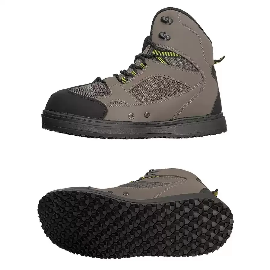 Grundens Bankside wading boot profile and high-traction non-slip rubber outsole for fly fishing.
