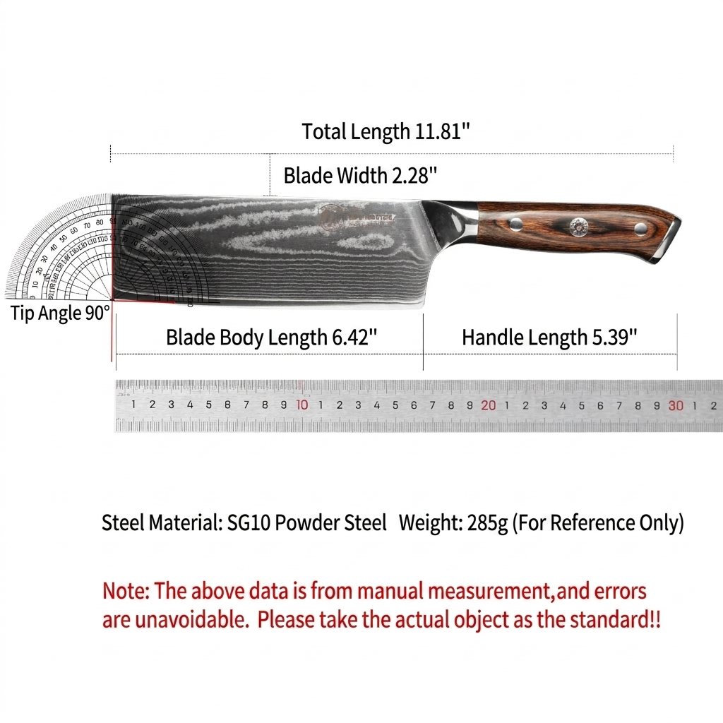 Technical specifications and size dimensions of the Year of the Snake limited edition Nakiri.