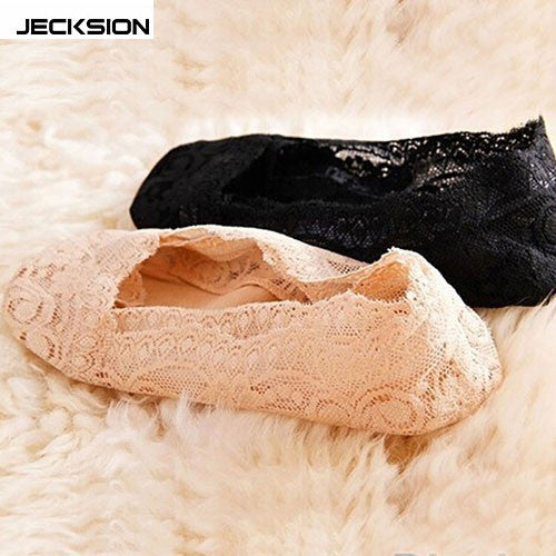 JECKSION Summer Invisible Fashion Women's Cotton Lace Antiskid Invisible Liner Low Cut Socks #LSIN