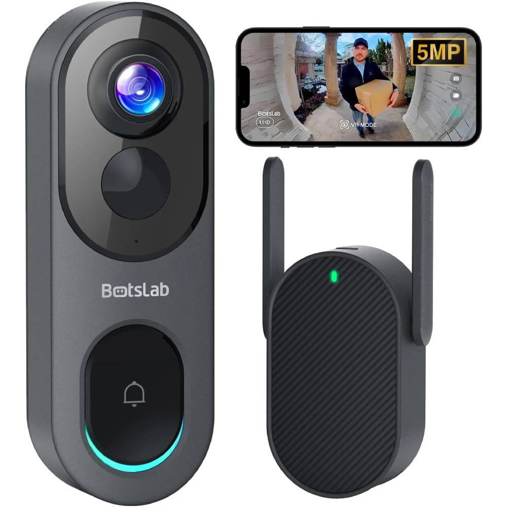 BOTSLAB Video Doorbell Camera, Head-to-Toe&180° View