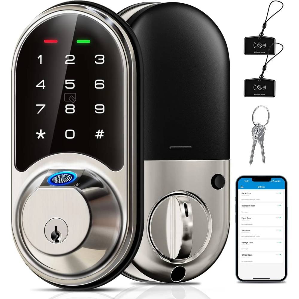 Veise Smart Lock, Fingerprint Door Lock, 7-in-1 Keyless Entry Door Lock with App Control