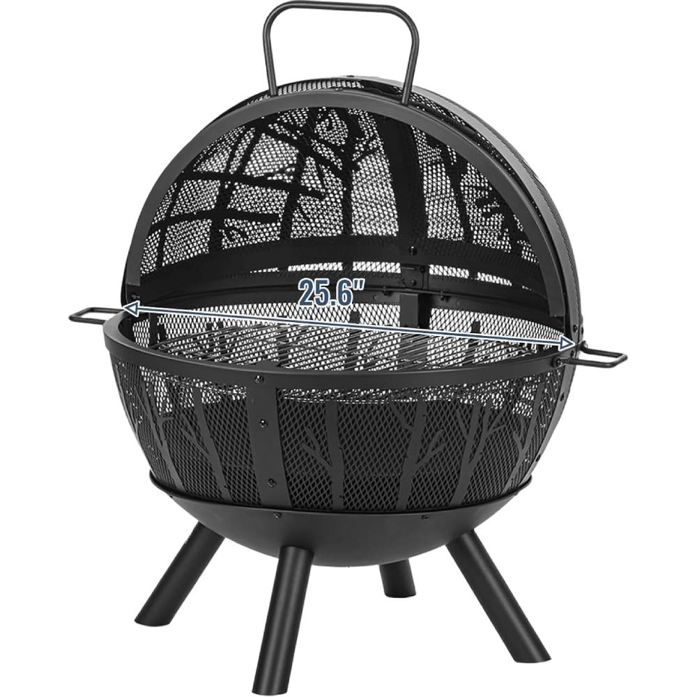 Panovue 35 Inch Wood Burning Fire Pit with BBQ Grill