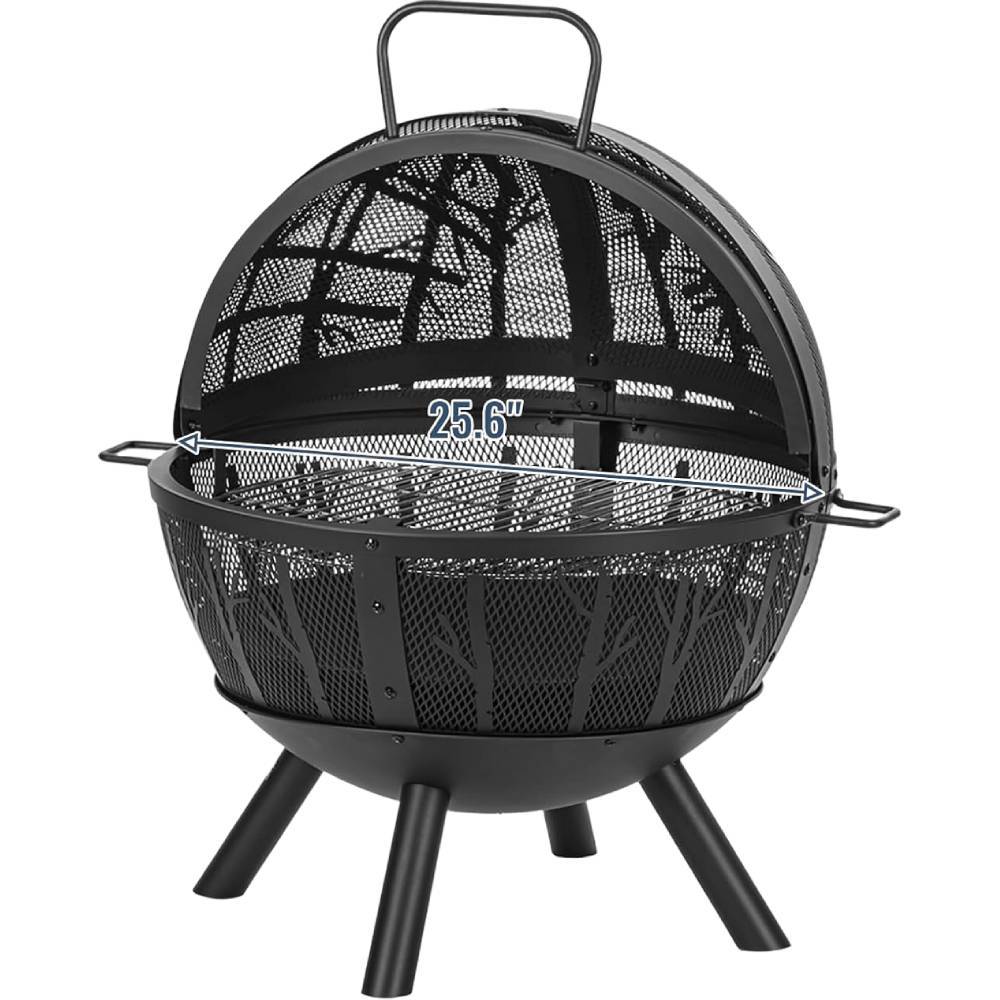 Panovue 35 Inch Wood Burning Fire Pit with BBQ Grill