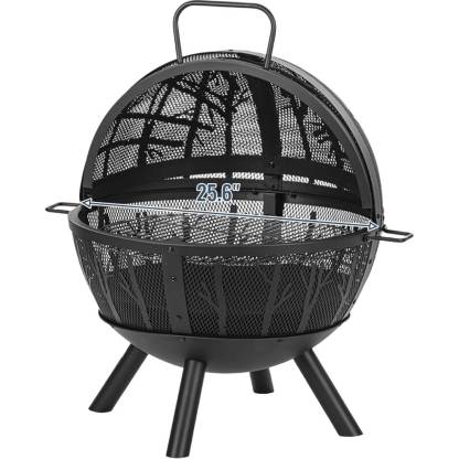 Panovue 35 Inch Wood Burning Fire Pit with BBQ Grill