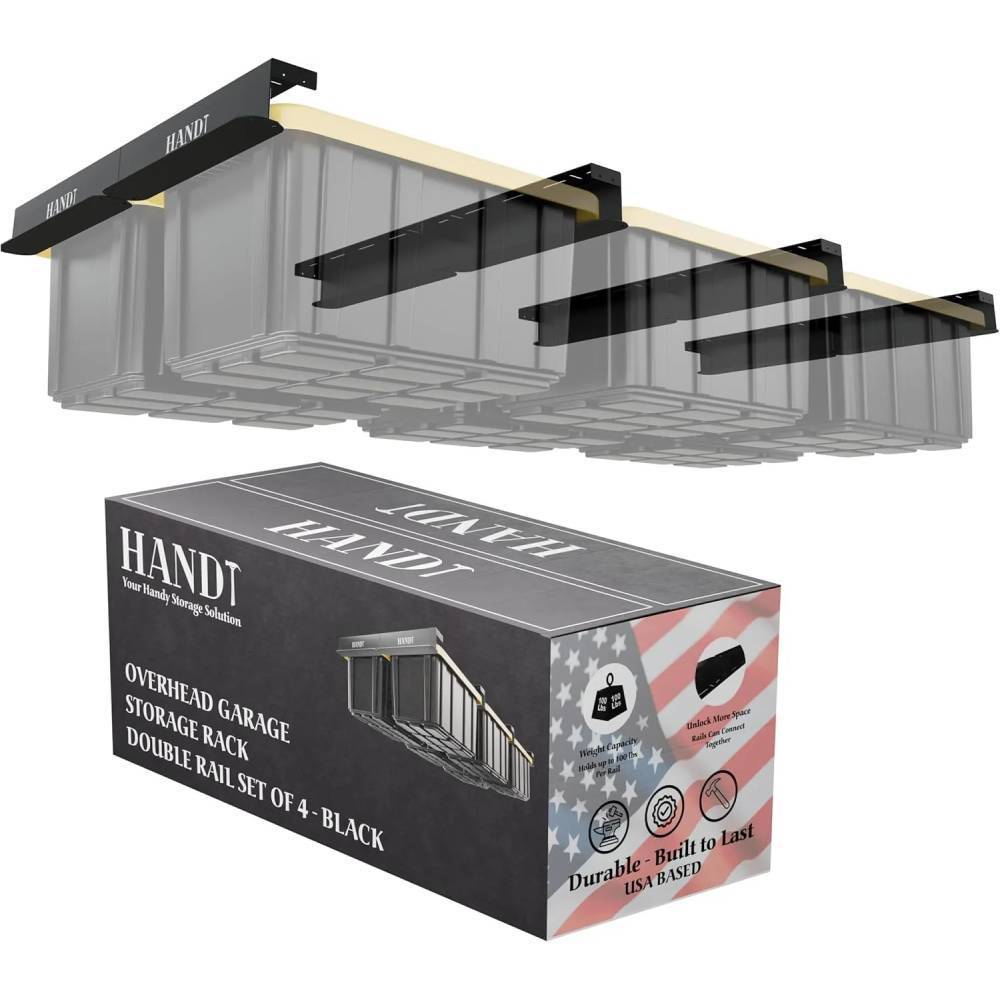 HANDT Overhead Garage Storage Rack Connectable Heavy Duty Metal Ceiling Rails