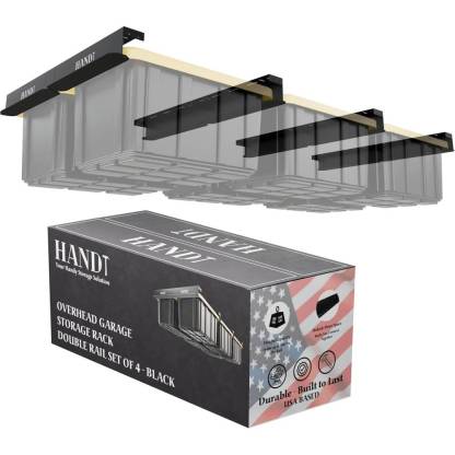 HANDT Overhead Garage Storage Rack Connectable Heavy Duty Metal Ceiling Rails