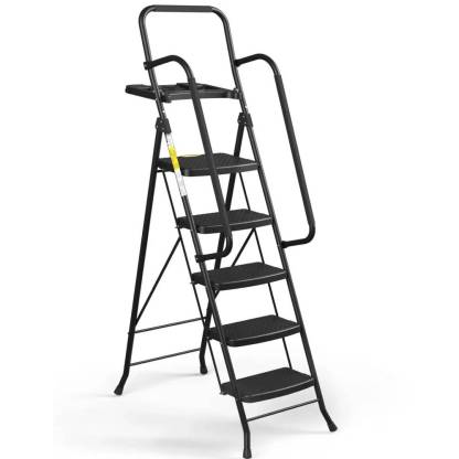 HBTower 5 Step Ladder, Folding Step Stool with Wide Anti-Slip Pedal, Sturdy Steel Ladder